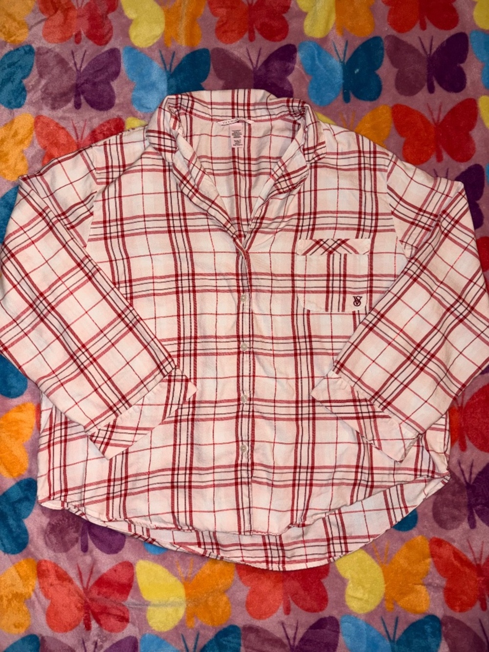 VS Christmas Plaid Long Sleeve Top